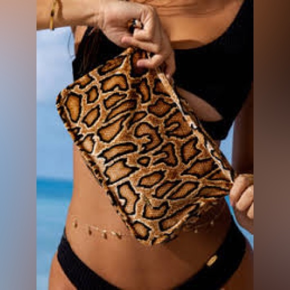 Luli Fama Handbags - Luli Fama Velvet Snakeskin Clutch Bikini Bag